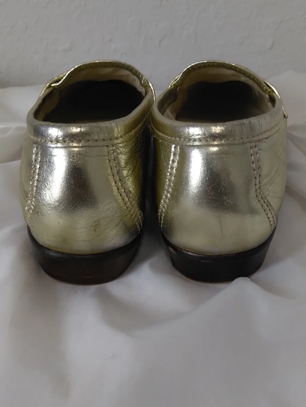 SAS Women's Metallic Gold Perforated Slip-On Flat